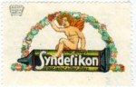 Amor auf der Klebetube... Reklamemarke für Syndetikon