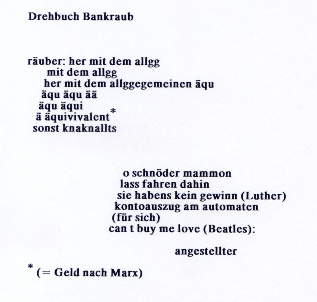 Drehbuch Bankraub